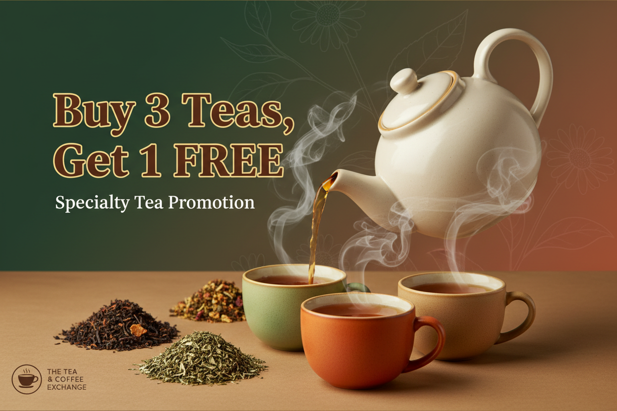 Tea promotion banner - Buy 3 Get 1 Free